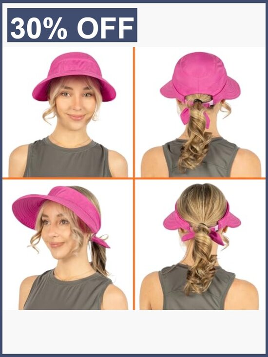 UPF 50+ Wide Brim Sun Hat with Zip-Off Ponytail Visor main image 6